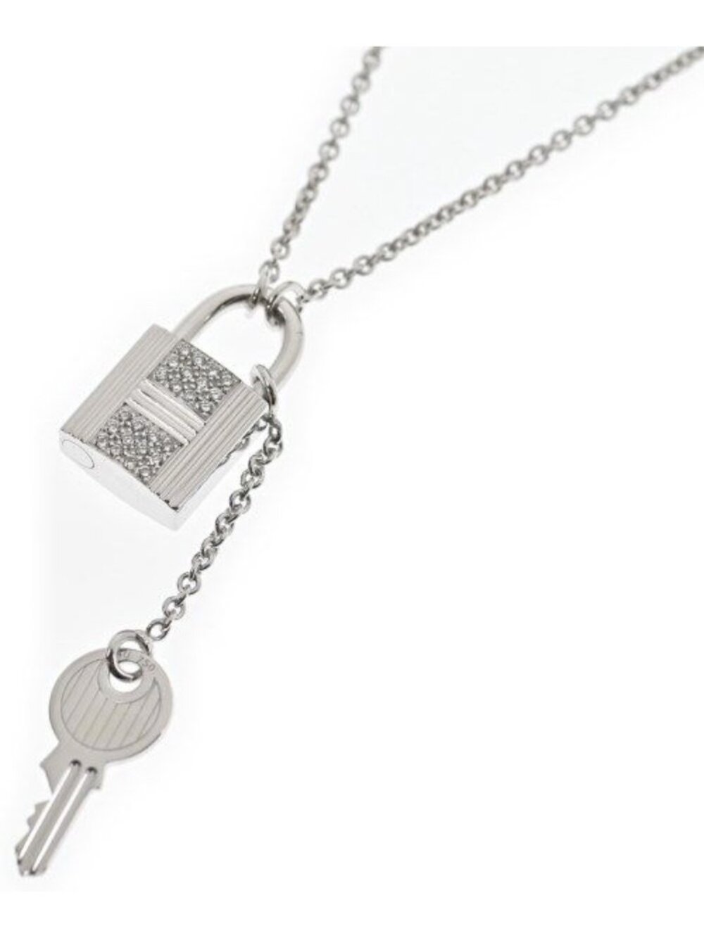 Hermes Kelly Diamond Necklace 18k White Gold New